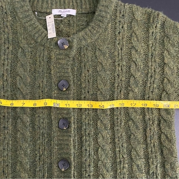 Madewell New Wool Pointelle Chunky Cable Knit Fisherman Cardigan - Picture 10 of 14
